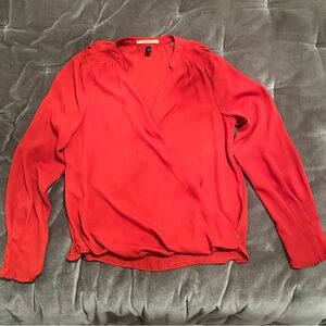 Scotch & Soda Red Long Sleeve Wrap Blouse